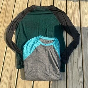 🍍HELIX LONG SLEEVE LIGHT WEIGHT T SHIRTS🍍black/green sz L🍍gray/ turquoise M